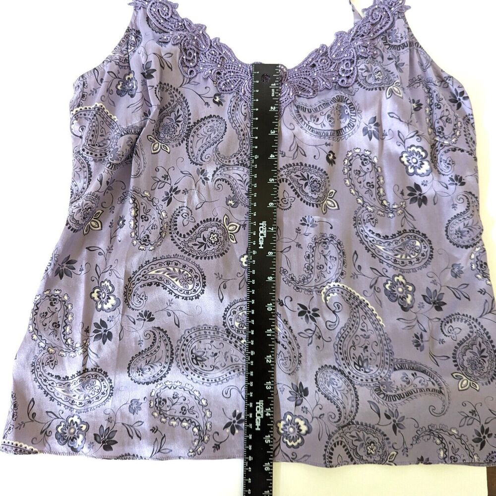 Apt. 9 Purple Paisley Silk Blend Camisole Lace Crochet Bead Trim Size L Romantic - Picture 9 of 9